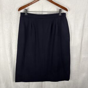 Vintage 80s The Forgotten Woman Blue Wool Pencil Skirt Size 32 Waist 27” Length
